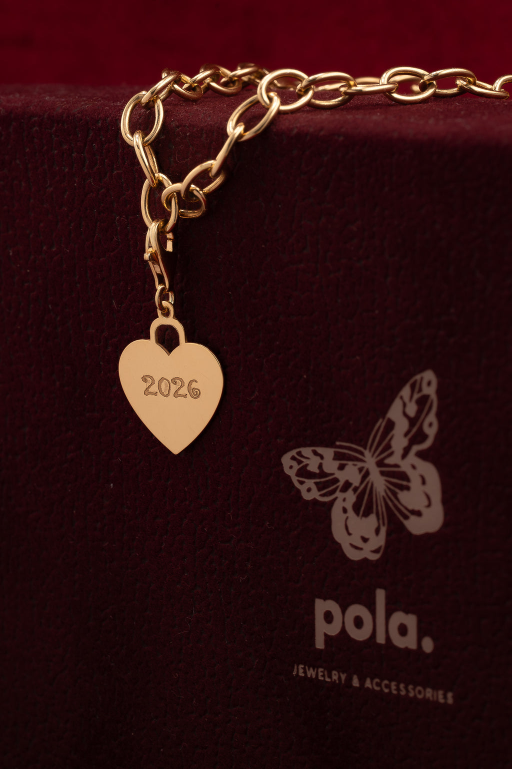 Serce 2026 Charms Pozłacany 925| Zawieszka do bransoletki i naszyjnika