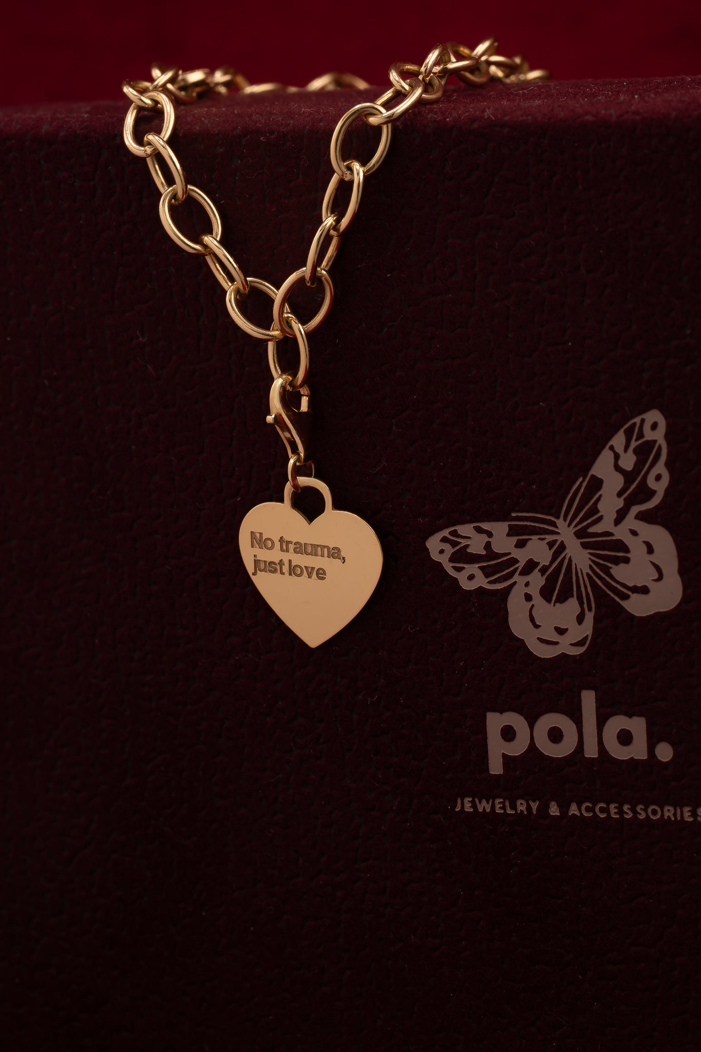 No Trauma, Just Love| Charms Serce| Pozłacane 925