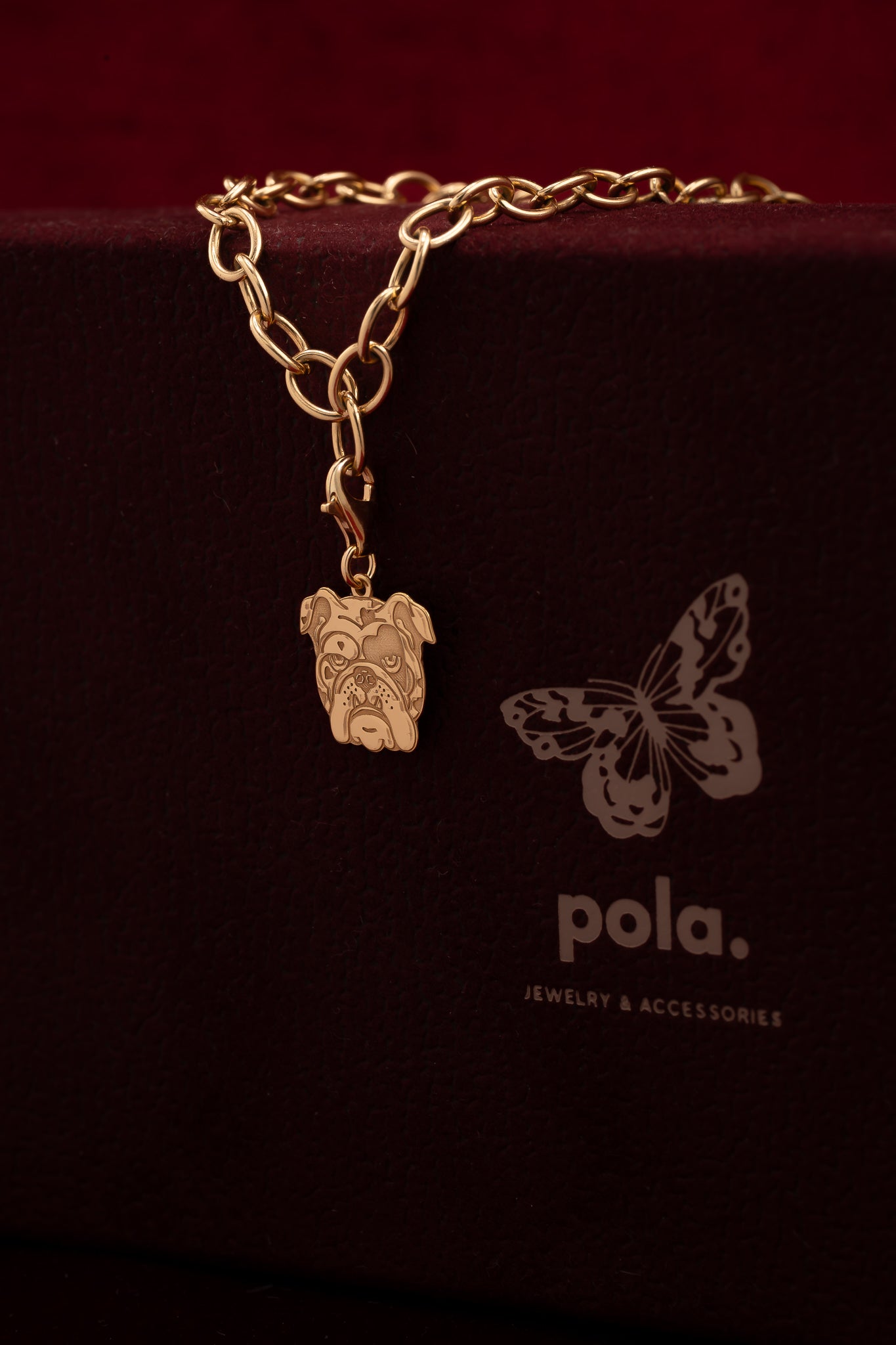 Buldog Love | Pozłacany Charms| 925 | Zawieszka