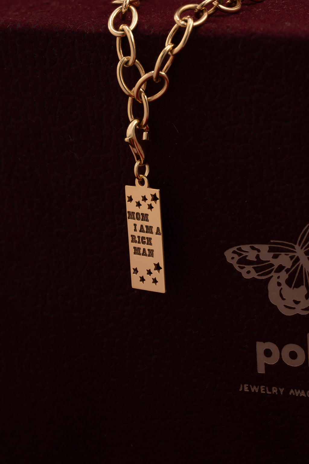 Charms " Mom, I Am a Rich Man" | Pozłacane srebro 925 | Grawer gratis