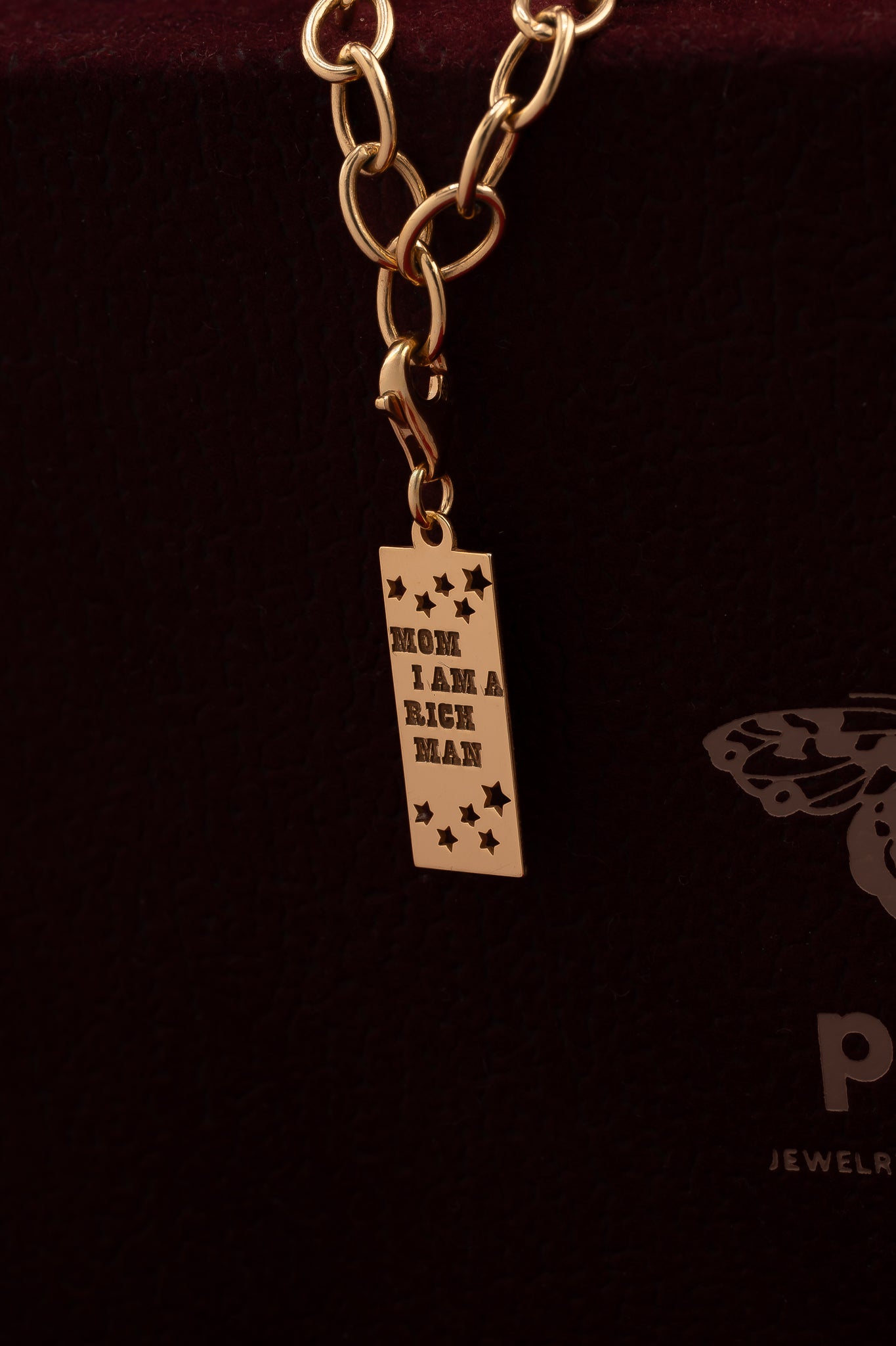 Charms " Mom, I Am a Rich Man" | Pozłacane srebro 925 | Grawer gratis