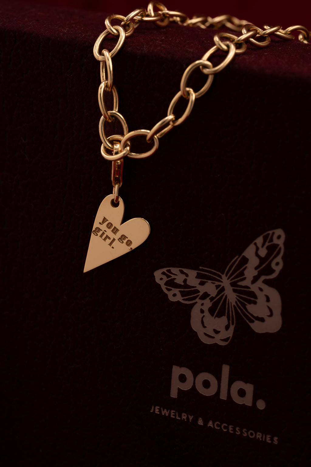 You Go, Girl| Charms Serce | Biżuteria Pozłacana