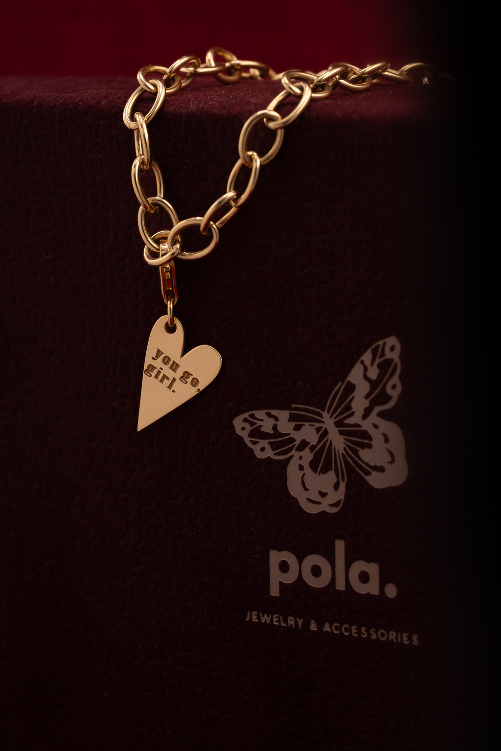 You Go, Girl| Charms Serce | Biżuteria Pozłacana