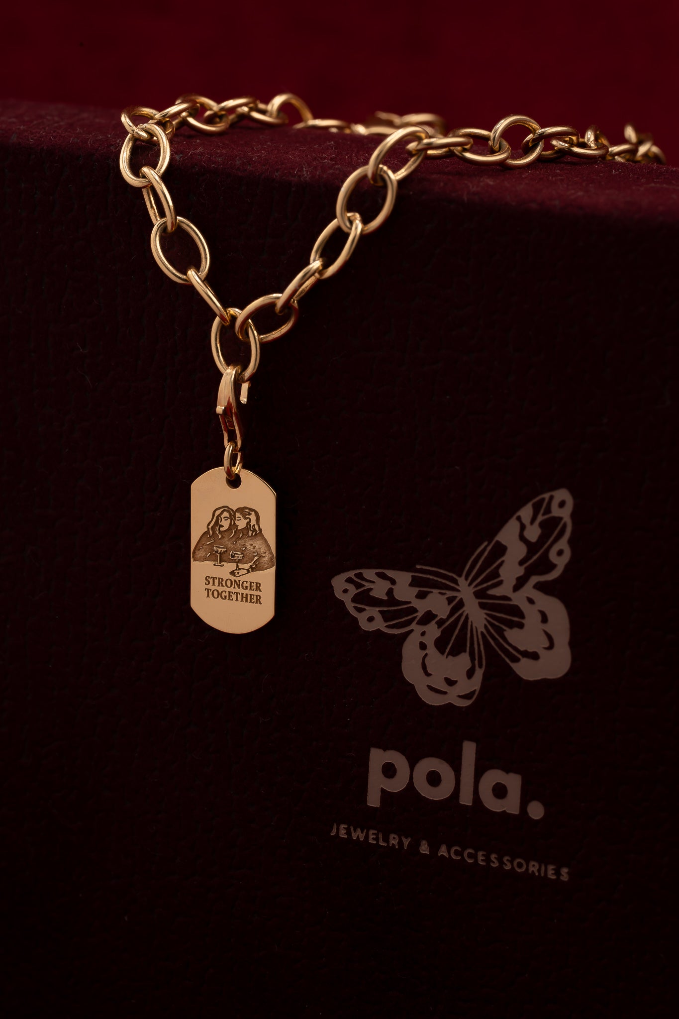 Charms " Stronger Together" | Pozłacane srebro 925 | Personalizowany grawer gratis