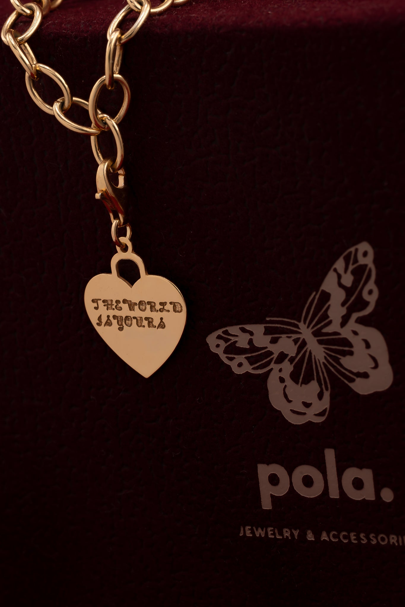 The World Is Yours| Charms Serce| Pozłacany | 925