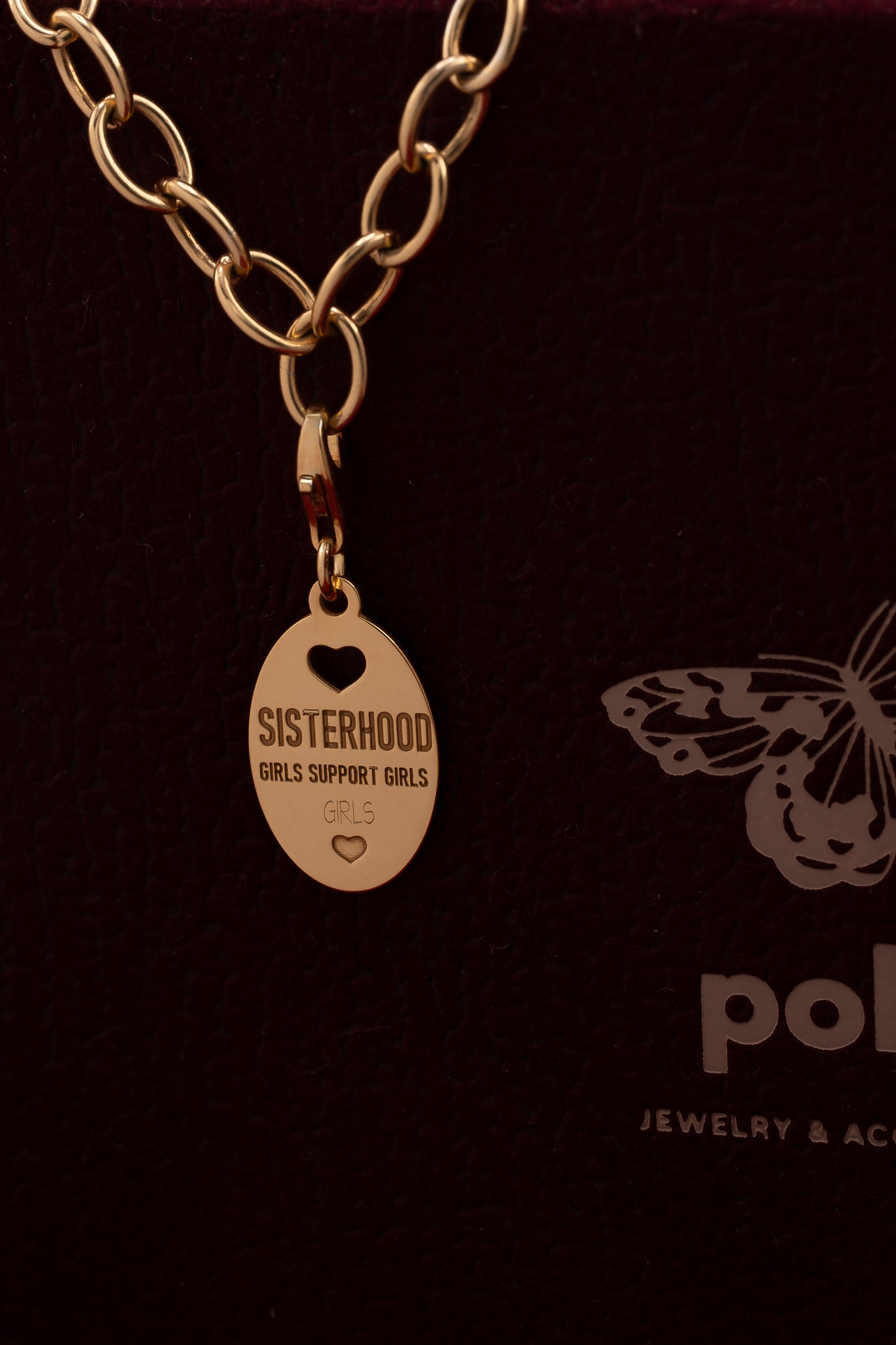 Charms Sisterhood " Girls Support Girls"| Pozłacane srebro 925 | Grawer gratis