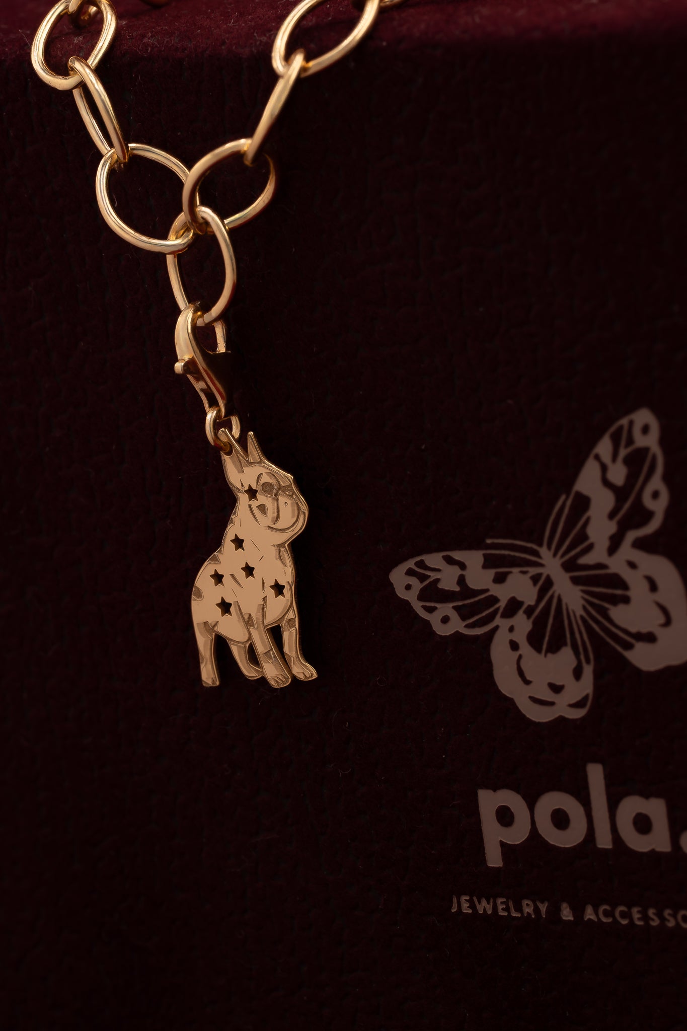 Frenchie Star Charms Pozłacany 925| Zawieszka do bransoletki i naszyjnika