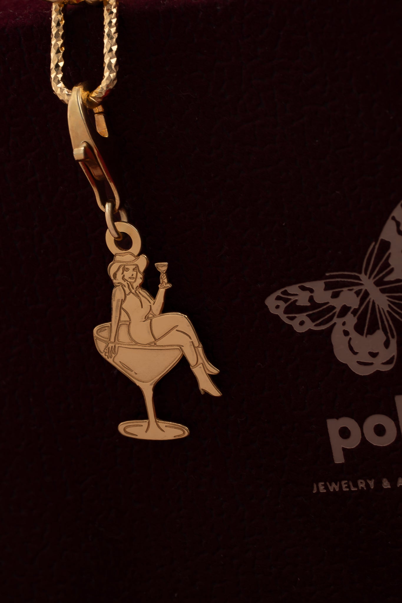 Girl Cocktail Charms Duży Pozłacany 925| Zawieszka do bransoletki i naszyjnika