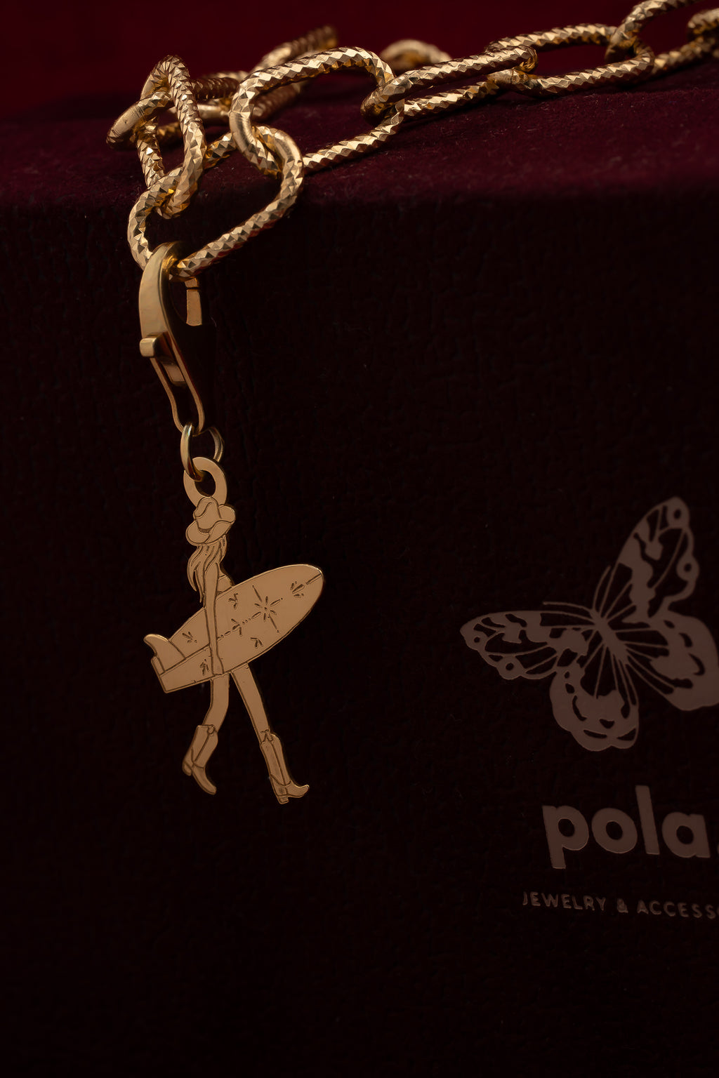 Surfer Girl Charms DUŻY Pozłacany 925| Zawieszka do bransoletki i naszyjnika
