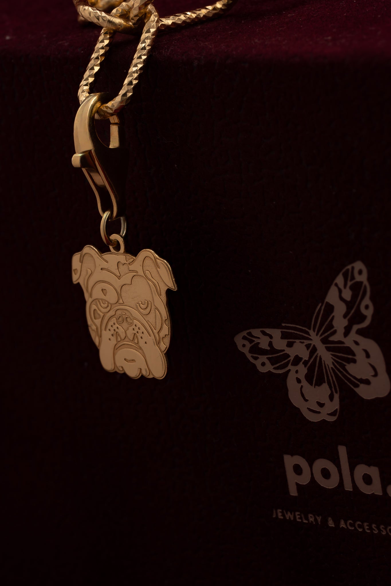 Bulldog Charms DUŻY Pozłacany 925| Zawieszka do bransoletki i naszyjnika