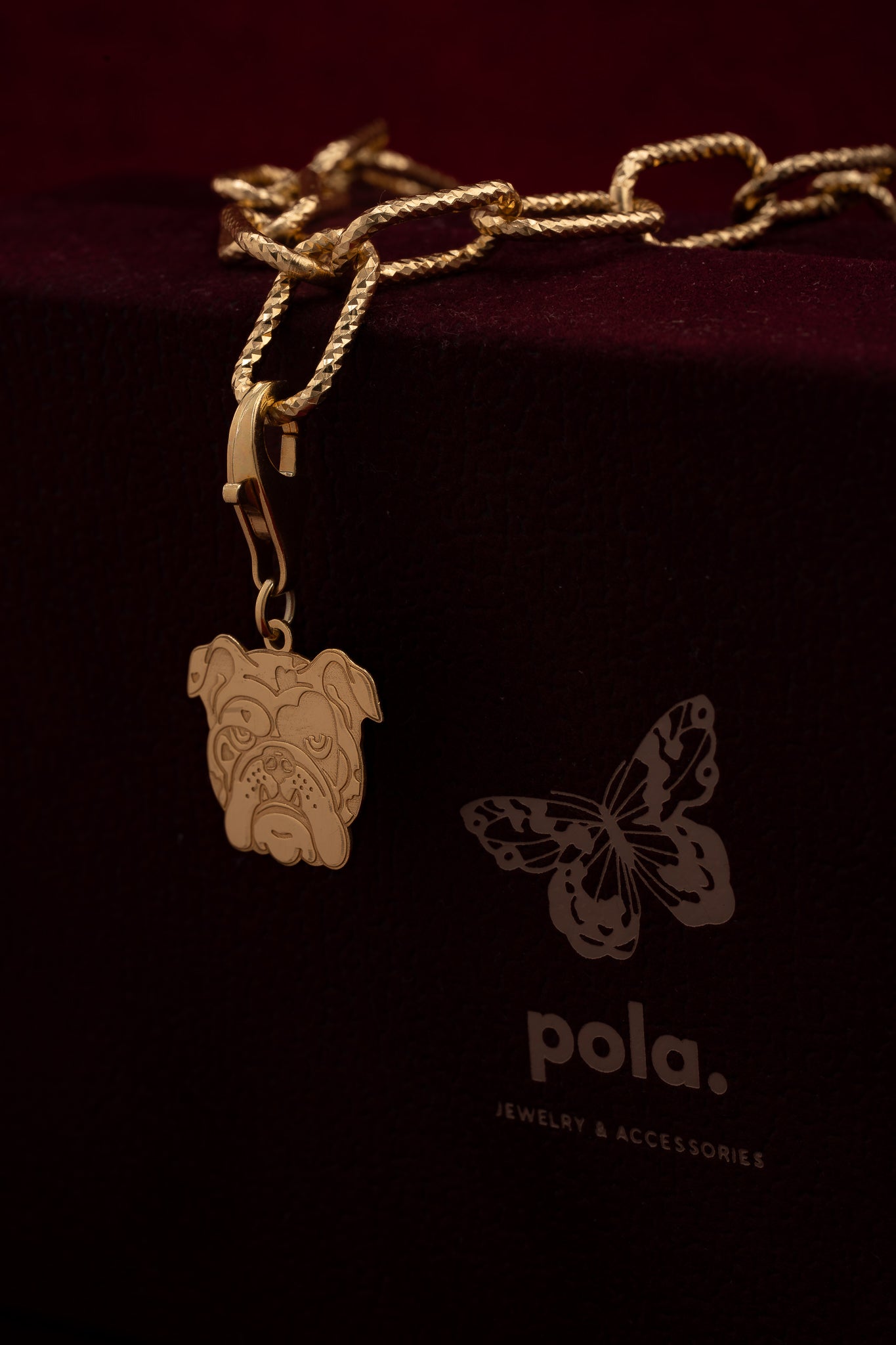 Bulldog Charms DUŻY Pozłacany 925| Zawieszka do bransoletki i naszyjnika